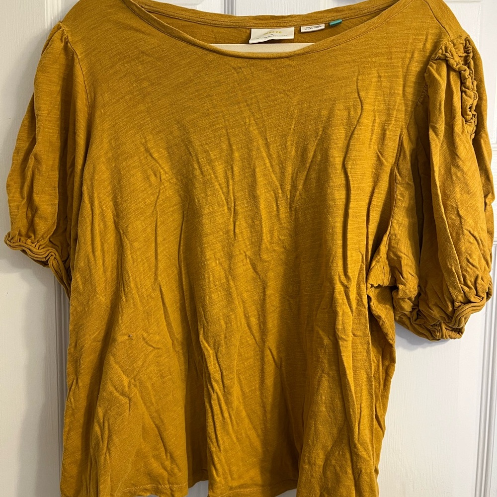 Maeve by Anthropologie Mustard Yellow Casual Top 2X